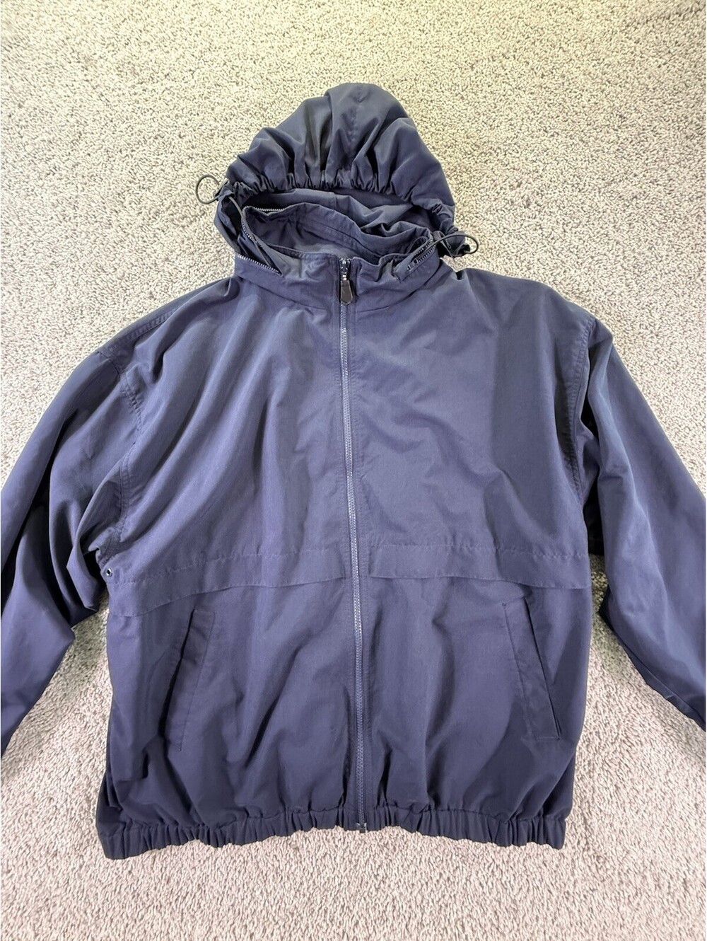 Greg Norman Golf Windbreaker Size Large Navy Blue With Hood